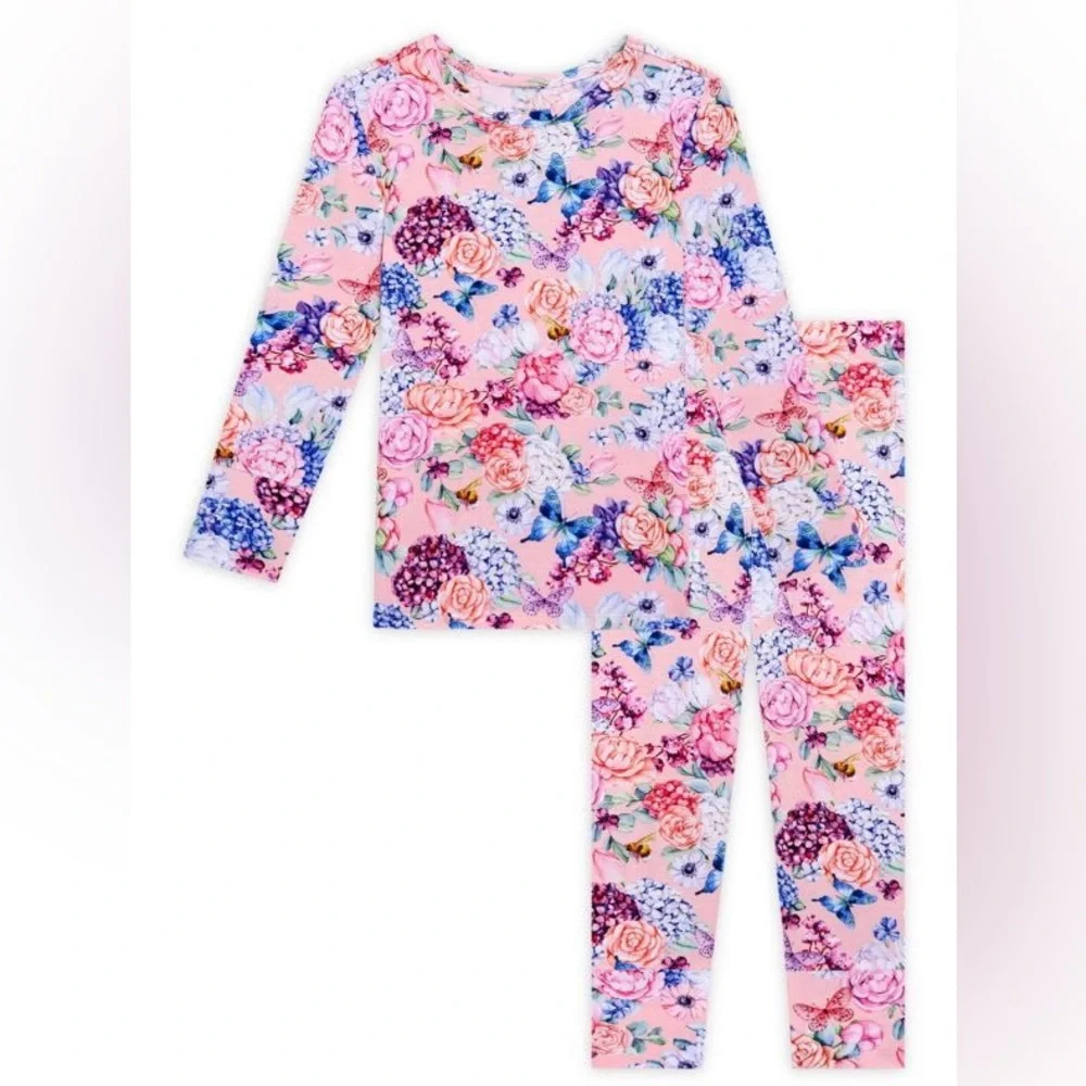 NWT Posh Peanut Lyric 2 pc. Basic Pink Floral Pajama Set 3T-4T